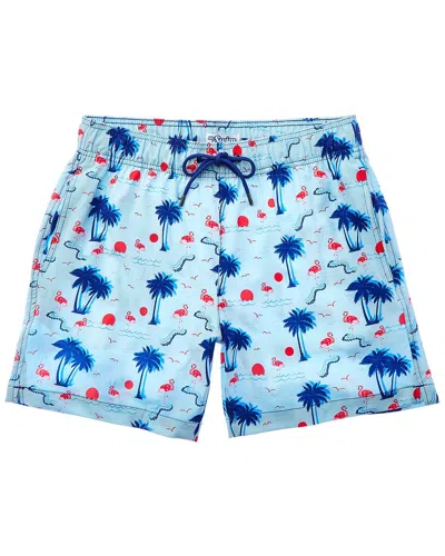Shop Mr.swim Mr. Swim Flamingo Palm Swim Trunk In Blue