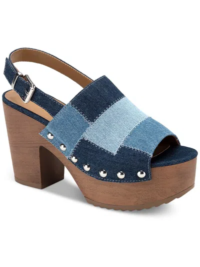 Shop Sun + Stone Rayaell Womens Denim Studded Platform Sandals In Multi