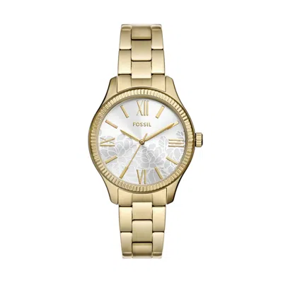 Shop Fossil Women's Rye Three-hand, Gold-tone Alloy Watch