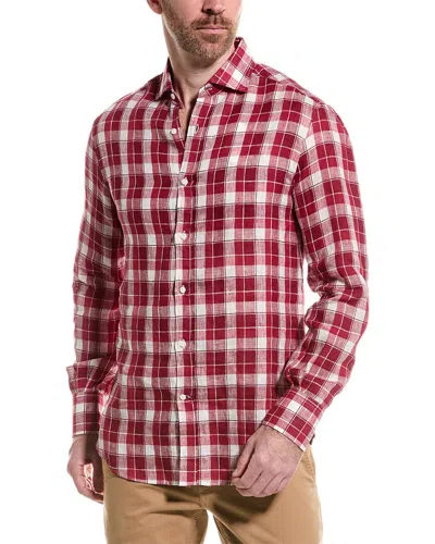 Shop Brunello Cucinelli Slim Fit Linen-blend Shirt In Red