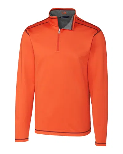 Shop Cutter & Buck Men's Evergreen Reversible Overknit Jacket In Orange