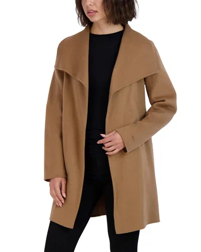 Shop Tahari Ella Wool-blend Coat In Brown