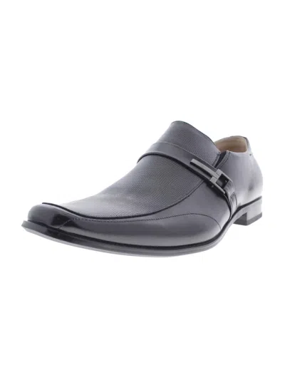 Shop Stacy Adams Beau Mens Leather Buckle Slip On Shoes In Black