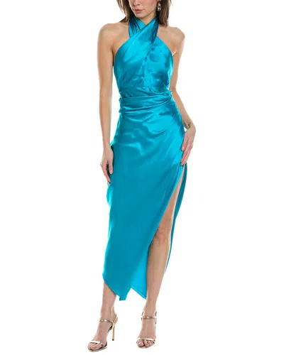 Shop The Sei Halter Silk Maxi Dress In Blue