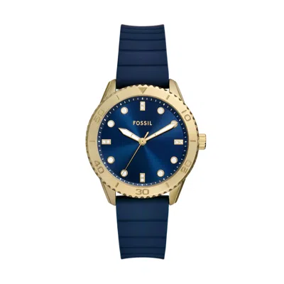 Shop Fossil Women's Dayle Three-hand, Gold-tone Stainless Steel Watch In Blue