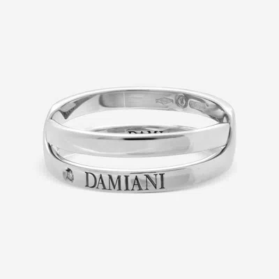 Shop Damiani 18k White Gold, Diamond Interlocking Ring Sz. 5.5 320501 In Silver