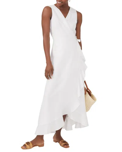 Shop J.mclaughlin J. Mclaughlin Solid Cerise Linen-blend Dress In White
