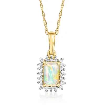 Shop Ross-simons Opal Pendant Necklace With . Diamonds In 14kt Yellow Gold In Multi