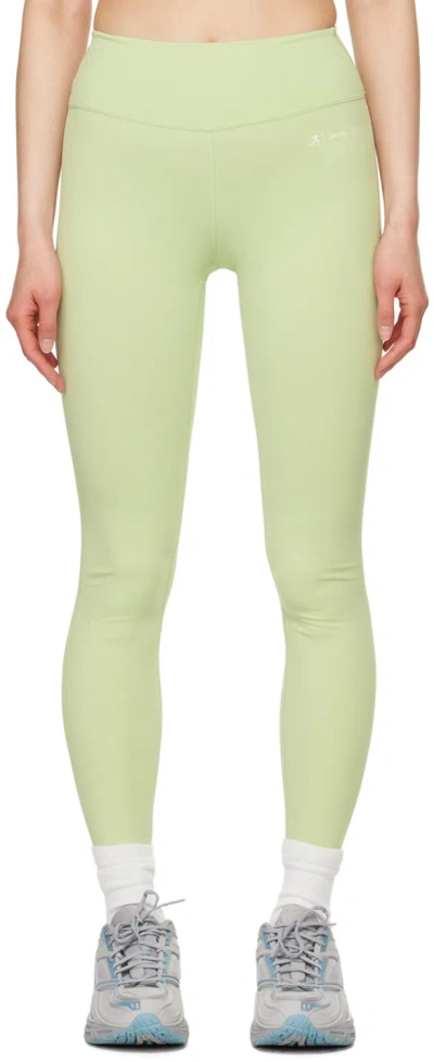 Shop Sporty And Rich Green Runner Script Leggings In Sage