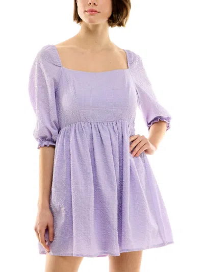 Shop Emerald Sundae Juniors Womens Daytime Mini Babydoll Dress In Purple