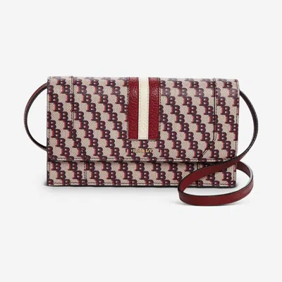 Shop Bally Stafford Women's Leather Chain Wallet 6232890 In Red