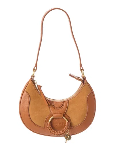 Shop See By Chloé Hana Half-moon Leather Hobo Bag In Brown
