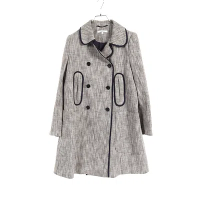Shop Carven Long Coat Cotton Navy In Grey