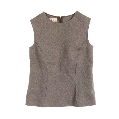 Shop Marni Tank Top Wool Metallic In Grey
