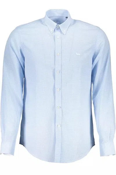 Shop Harmont & Blaine Elegant Button-down Men's Shirt In Blue