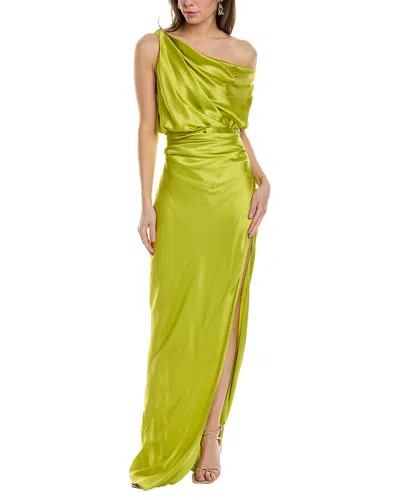 Shop The Sei Asymmetrical Silk Gown In Green