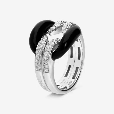Shop Damiani 18k White Gold, Onyx And Diamond Statement Ring 20054851 In Black