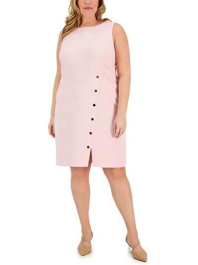 Shop Kasper Plus Womens Crepe Midi Sheath Dress In Pink