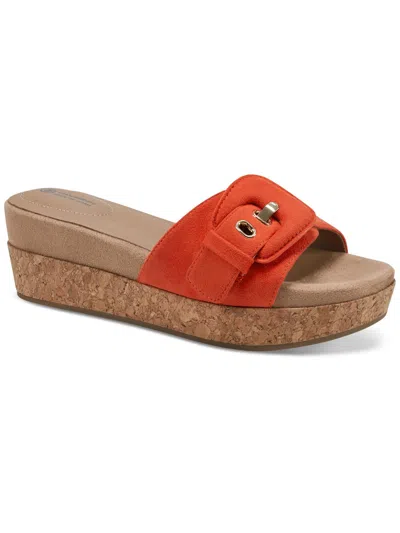 Shop Giani Bernini Ashllyn Womens Faux Suede Cork Wedge Sandals In Orange