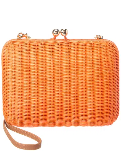 Shop Serpui Giulia Wicker Shoulder Bag In Orange
