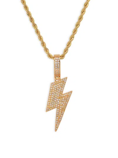 Shop Anthony Jacobs Men's 18k Goldplated & Simulated Diamond Lightning Bolt Necklace In Brass