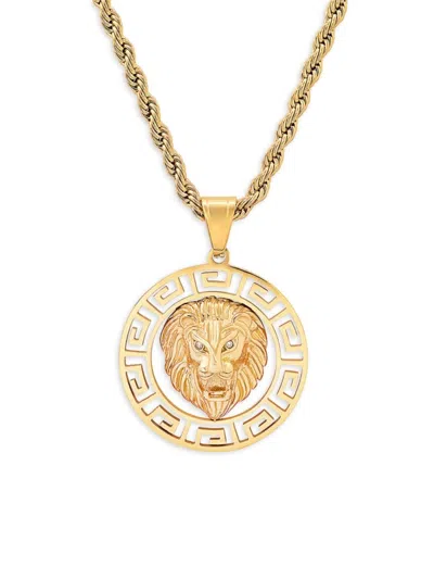 Shop Anthony Jacobs Men's 18k Goldplated & Simulated Diamond Lion Pendant Necklace In Neutral
