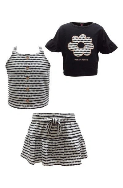 Shop Vince Camuto Kids 3-piece Vest, Top & Skirt Set In Black