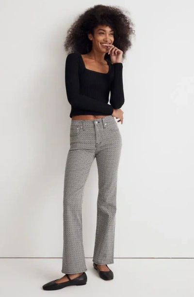 Shop Madewell Kick Out Crop Mid Rise Houndstooth Check Jeans In Spruce