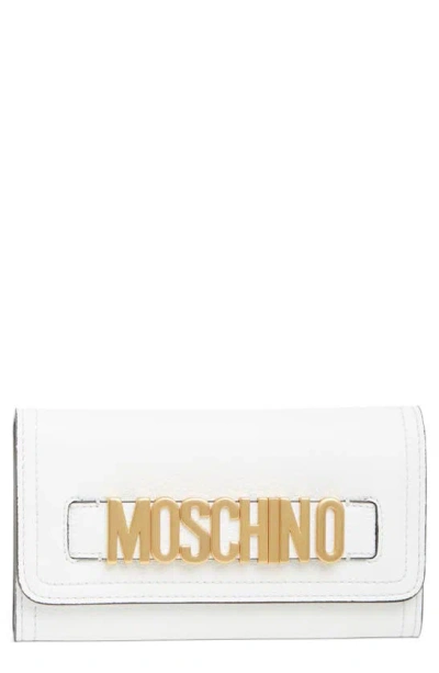 Shop Moschino Leather Flap Wallet In White