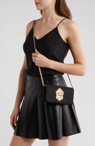 Shop Moschino Teddy Mirror Chain Strap Bag In Fantasy Print Black