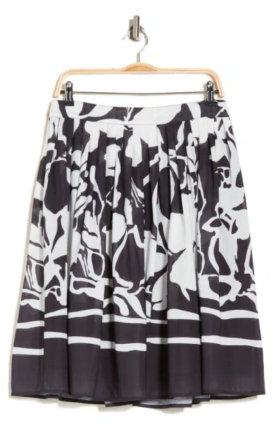 Shop Area Stars Jane Floral Print Pleated Skirt In Black W Border