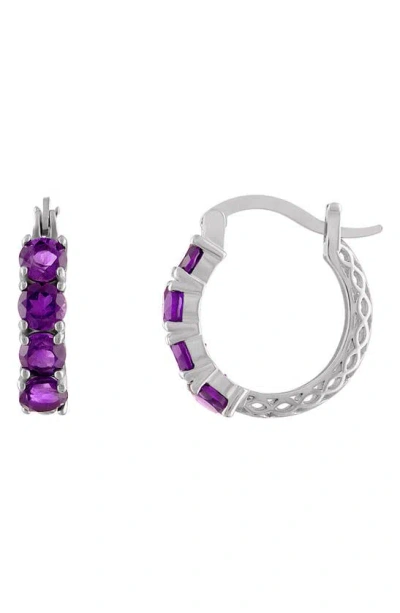 Shop Fzn Filigree Hoop Earrings In Amethyst