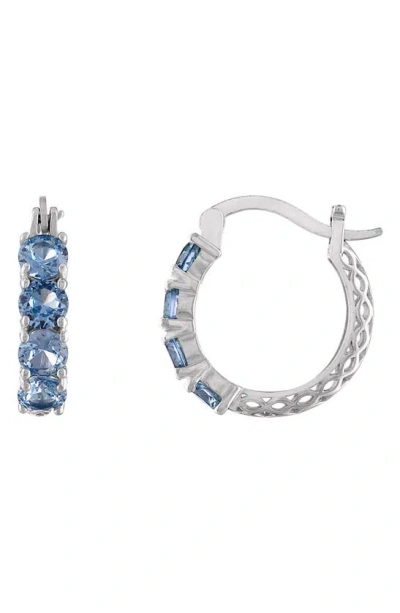 Shop Fzn Filigree Hoop Earrings In Aquamarine