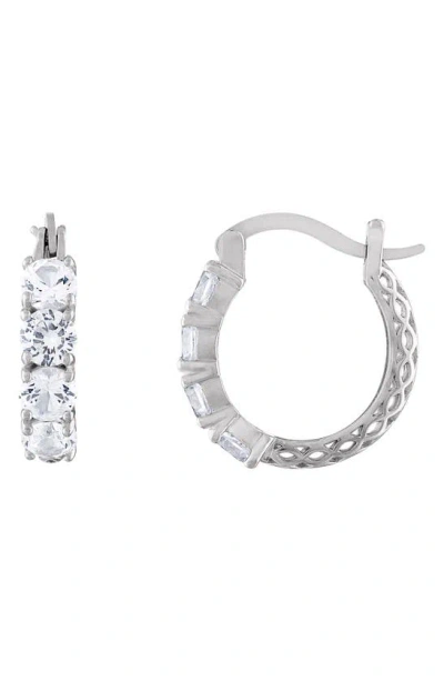 Shop Fzn Filigree Hoop Earrings In White Sapphire