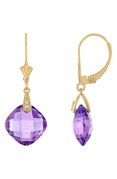 Shop Fzn Diamond Bezel Drop Earrings In Amethyst