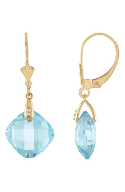 Shop Fzn Diamond Bezel Drop Earrings In Blue Topaz