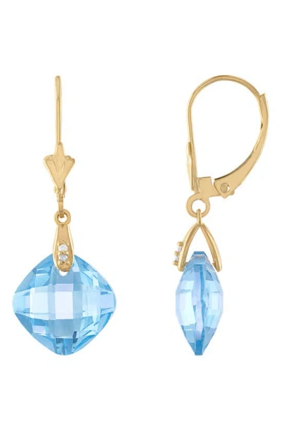 Shop Fzn Diamond Bezel Drop Earrings In Aquamarine