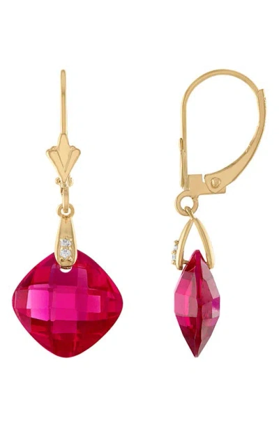 Shop Fzn Diamond Bezel Drop Earrings In Ruby