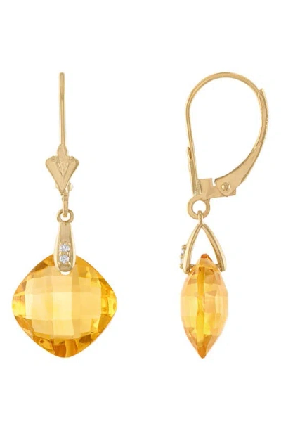 Shop Fzn Diamond Bezel Drop Earrings In Citrine