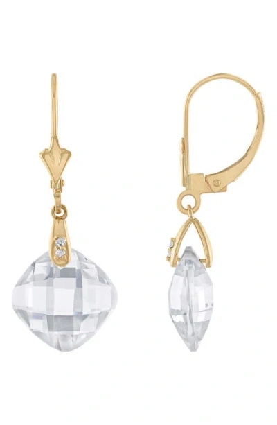 Shop Fzn Diamond Bezel Drop Earrings In White Sapphire