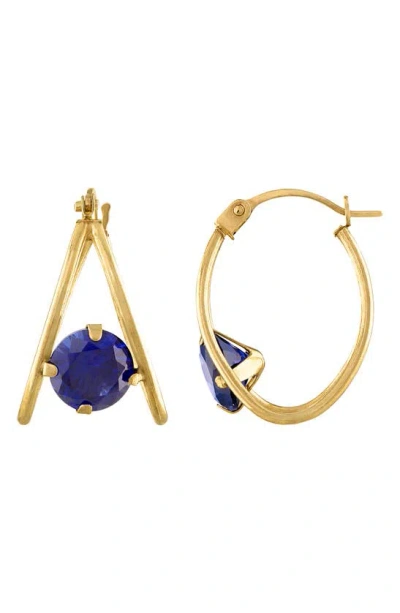 Shop Fzn 14k Gold Hoop Earrings In Sapphire