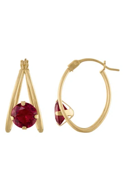 Shop Fzn 14k Gold Hoop Earrings In Ruby