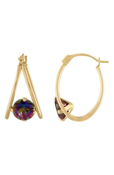 Shop Fzn 14k Gold Hoop Earrings In Mystic Topaz