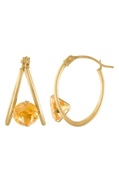 Shop Fzn 14k Gold Hoop Earrings In Citrine