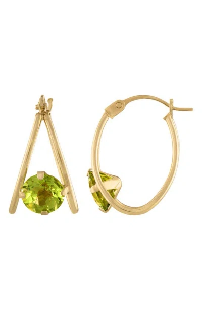 Shop Fzn 14k Gold Hoop Earrings In Peridot