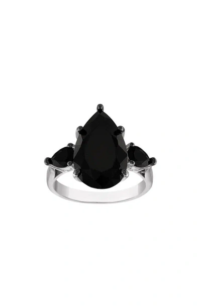 Fzn Black Spinel Teardrop Ring In Black