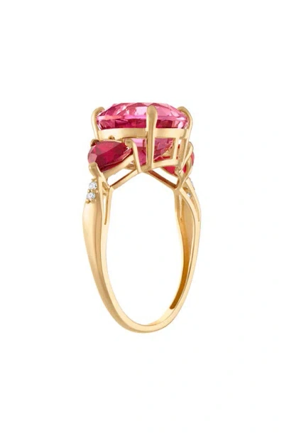 Shop Fzn 10k Gold Diamond & Round Stone Ring In Gold/pink