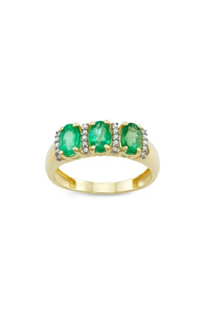 Fzn 10k Gold Diamond & Genuine Stone Ring In Emerald