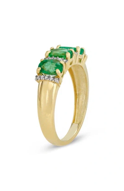 Fzn 10k Gold Diamond & Genuine Stone Ring In Emerald