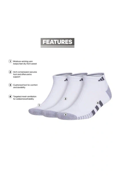 Shop Adidas Originals Cushioned 3.0 3-pack Low Cut Socks In White/ Grey
